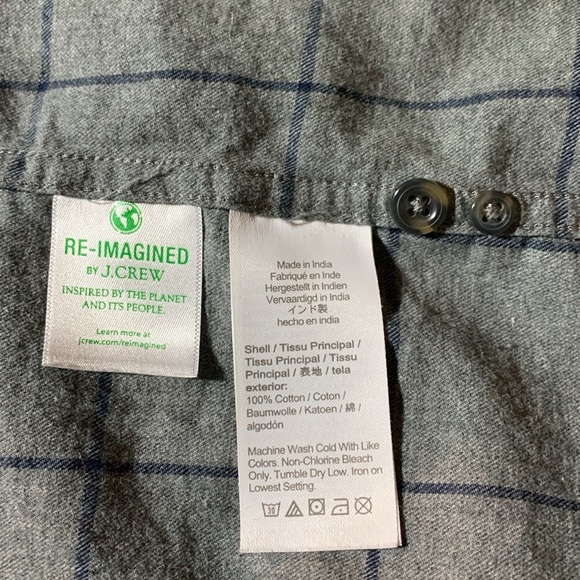 J.CREW-men’s gray plaid cotton ‘CLASSIC’ fit BRUSHED TWILL long sleeve shirt - Picture 10 of 10